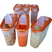 MRS Store Kilitli Sızdırmaz Erzak Bakliyat Saklama Kabı Kiler Box 6 'lı Set Lüks Kutu ( 3 Litre ) Çeyiz Seti 12 Parça