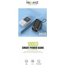 H12 10000 Mh Pd 20W ve USB 22.5W Fast Hızlı Şarj Dahili Type C ve Lightning Kablolu Dünya Standartlarına Uygun Polymer Batarya Birebir Amper LCD Göstergeli Powerbank