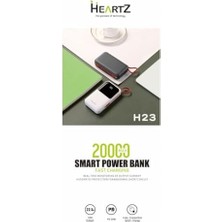 H23 20000 Mh Pd 20W ve USB 22.5W Fast Hızlı Şarj Dahili Type C ve Lightning Kablolu Dünya Standartlarına Uygun Polymer Batarya Birebir Amper LCD Göstergeli Powerbank