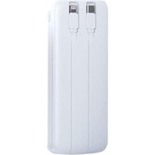 H31 20000 Mh Pd 20W ve USB 22.5W Fast Hızlı Şarj Dahili Type C ve Lightning Kablolu Dünya Standartlarına Uygun Polymer Batarya Birebir Amper LCD Göstergeli Powerbank (Beyaz)