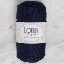 Loren Polyester Soft Macrame Koyu Lacivert El Örgü Ipi - LM030 - 34436
