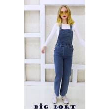 Eren Style Yandan Düğmeli Enzim Kot Kumaş Salopet & Tulum