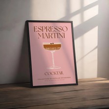 Posterist Dekoratif Çerçevesiz Poster Minimalist Espresso Martini Kokteyl Illüstrasyonu