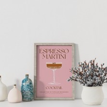 Posterist Dekoratif Çerçevesiz Poster Minimalist Espresso Martini Kokteyl Illüstrasyonu