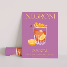 Posterist Dekoratif Çerçevesiz Poster Minimalist Negroni Illüstrasyonu
