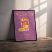 Posterist Dekoratif Çerçevesiz Poster Minimalist Negroni Illüstrasyonu