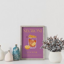 Posterist Dekoratif Çerçevesiz Poster Minimalist Negroni Illüstrasyonu