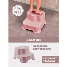 Babylike Çocuklar Için Tuvalet Eğitim Seti- Kaydırmaz Katlı Basamak ve Kulplu Klozet Adaptörü&koltuğu