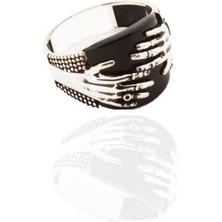 Necati Gün Iskelet El Figürlü Onix Taşlı Karbon Işlemeli Erkek Gümüş Yüzük