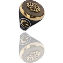 Necati Gün Osmanlı Motif Türk Ay Yıldız Gümüş Erkek Yüzük