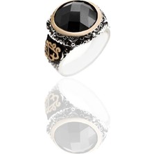 Necati Gün Kesme Zirkon Taşlı Oksit Işlemeli Gümüş Erkek Yüzüğü