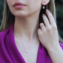 Necati Gün Zirkon Taşlı Mini Oval Montür Gümüş Takım