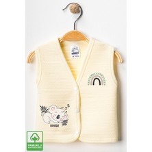 Unisex Bebek Koala Baskılı Organik Pamuklu 3-6-9 Ay 3lü Kapitone Bebek Yelek Set