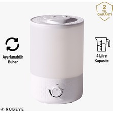 Robeve Rbh-02 Ultrasonik Hava Nemlendirici Aroma Difüzörü 4 Litre Buhar Makinesi 4l Nemlendirici - Otomatik Kapanma Sessiz Çalışma Ayarlanabilir Buhar Seviyesi