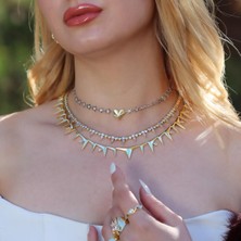 Necati Gün Thorn Zirkon Taşlı Gold Kaplama Gümüş Kolye