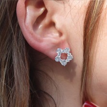 Necati Gün Zirkon Taşlı Çiçek Gümüş Küpe