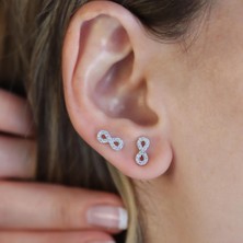 Necati Gün Zirkon Taşlı Sonsuzluk Gümüş Küpe