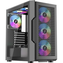 1ST Player Trilobite T7 Siyah 750W 80+ ARGB 4X12CM Fan Temperli Cam Mesh USB 3.0 Atx Kasa