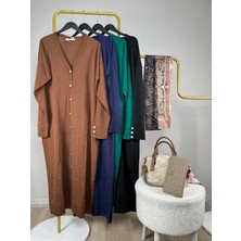 Moda 140148 Kol Manşeti Düğmeli Uzun Triko Hırka