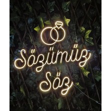 Cizgineon Sözümüz Söz  Işıklı Neon LED Duvar Dekarasyon GÜN IŞIĞI 65*65 CM 