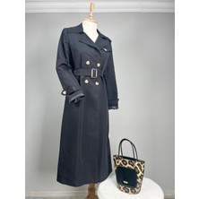 Moda K3116 Önü Düğmeli Kuşaklı Kol Apoletli Trenckot