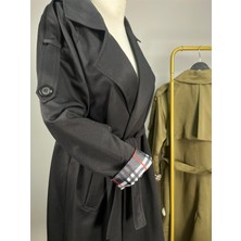 Moda K3152 Kuşaklı Ekose Astarlı Trenckot