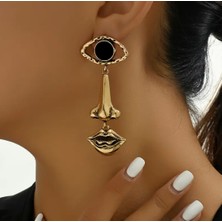 Retro Şık Pinterest Model 3'lü Göz&burun&dudak Tasarım Küpe