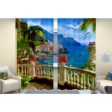 Özel Tasarım Ultra Hd  Marka Fon Perde  Mikro Petek Kumaş Çift Kanat Perde 280*240CM Manzara