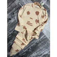 Nina Kids Palmiye Desenli Erkek Pijama Takımı Krem - 3-4