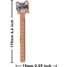 Vuki Kedi Desenli Özel Tasarım Ahşap Cetvel Kitap Ayracı