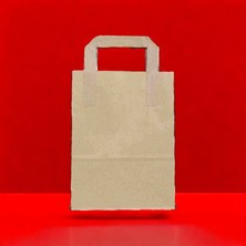 Konak Ambalaj Kraft Kağıt Çanta Düz Saplı 18X24X8 cm 50 Adetli