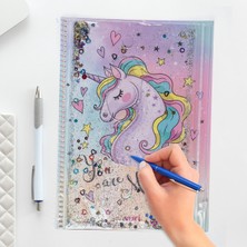 Vuki Unicorn Simli ve Sulu Kapaklı Kalem Kutulu A4 Defter