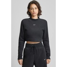 Nike Sportswear Phoenix Plush Kadın Crop Slim Fit Kesim Siyah Sweatshrit