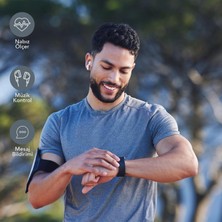 Mf Product MF0801 Adım Sayar Uyku Takip Müzik Kontrol Spor Mod Bluetooth Akıllı Saat Bileklik Siyah