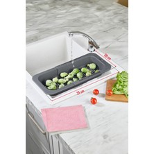 EW's Kitchenware Lavoba Içi Sürgülü Açılır Kapanır Sebze Meyve Süzgeci Füme (Açık 38,5 cm Kapalı 34,50 cm )