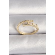 Callerrons Accessories Pirinç Gold Renk Zirkon Taş Detaylı Yılan Model Ayarlanabilir Yüzük - EBJ250113W30559