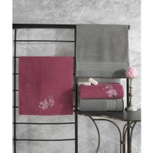 Cotton Box Cotton Bo x  Colorful 4 Parça Hamam Havlu Seti-Gri K.pembe