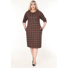 Modayız Çift Cepli Kışlık Büyük Beden Esnek Elbise 17C-2635