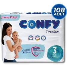 Confy Premium Bebek Bezi 3 Numara Midi  4 - 9 Kg 108 Adet