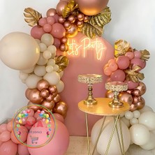 Doğum Günü Konsepti *rose Gold*deniz Kumu*rosewood* 100 Lü Balon Zinciri Parti Seti