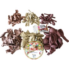 Doğum Günü Konsepti *rose Gold*deniz Kumu*rosewood* 100 Lü Balon Zinciri Parti Seti