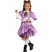 İrem Çocuk Giyim Kız Çocuk Uzun Kol Badili Fermuar Kapama Yelekli Aksesuarlı Üçlü Etekli Takım