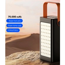 70.000 Mah LED Aydınlatmalı Taşıma Askı Hızlı Şarj 22,5W Powerbank 4xusb Micro,lıghtnıng,typc Giriş