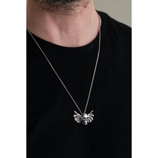 TMT Silver 925 Ayar Gümüş Kuru Kafa Kanatlı Erkek Kolye