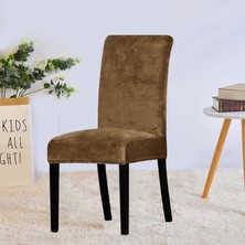 Upmall Ipek Kadife Sandalye Kılıfı Sandalye Örtüsü Lastikli Standart 6 Adet