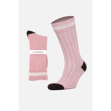 Mısırlı Kadın Alpaka Yünü Kışlık Çemberli Tekli Pembe Soket Çorap - M-3093-P