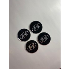 Hyundai Jant Logo Yapıştırma Etiket Amblem Siyah 4 Adet 60MM