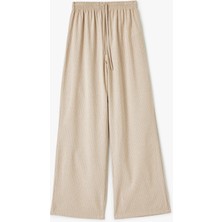 Koton Viskon Karışımlı Beli Bağcıklı Çizgili Bol Paça Pantolon