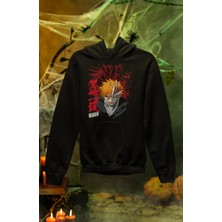 Fuddy Moda Bleach Ichigo Baskılı Kapüşonlu Sweatshirt, Unisex Oversize Anime Baskılı Hoodie