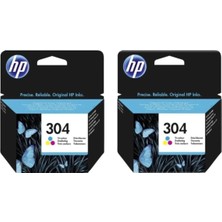 Hp 304-N9K05AE Iki Adet Renkli Orijinal Mürekkep Kartuş Seti